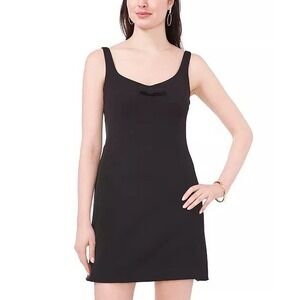 NWT CeCe Women's Dress Sweetheart Neck Bow‎ Trim Sheath Sz 10 Black